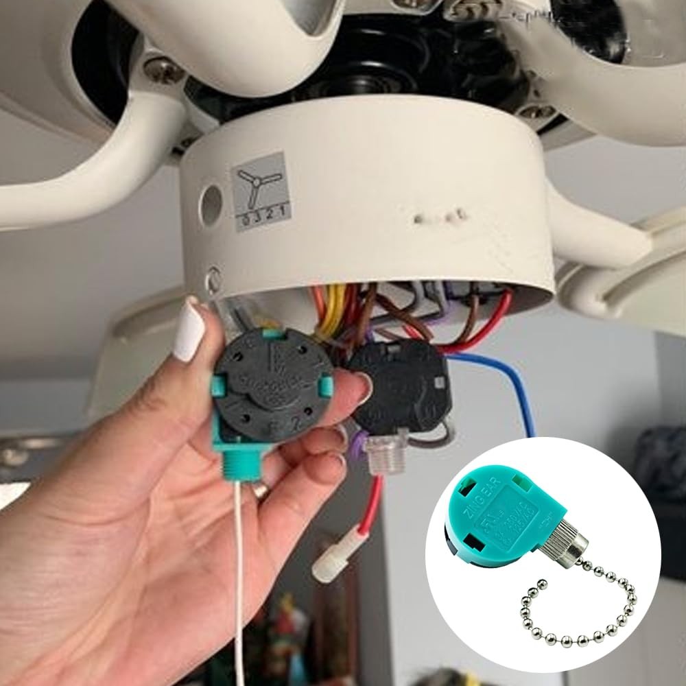 Ceiling Fan Switch 3 Speed 4 Wire Zing Ear ZE 268S6 Pull Chain Switch Control...