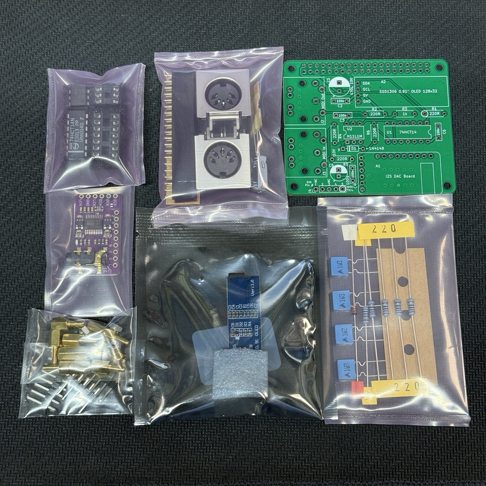 clumsyMIDI DIY Kit w/ PCB – Raspberry Pi HAT for MT32-Pi (Unassembled)
