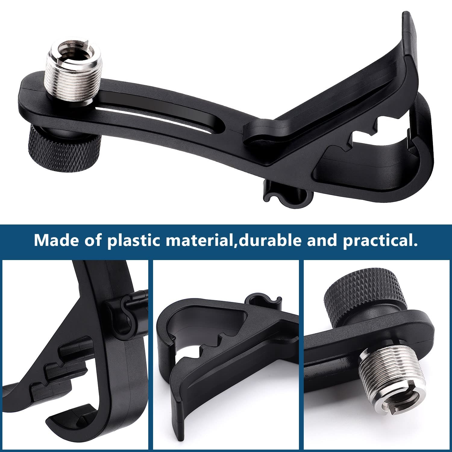 Facmogu 2PCS Drum Microphone Clip, Adjustable Mic Mount Clamp Holder Black