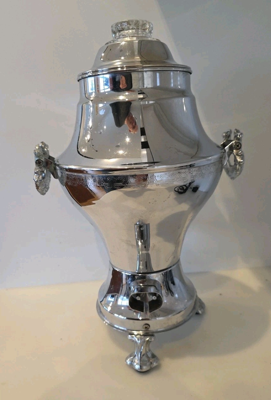 VTG United Automatic Percolator Coffee Maker 840 w/ Cord Silver TESTED