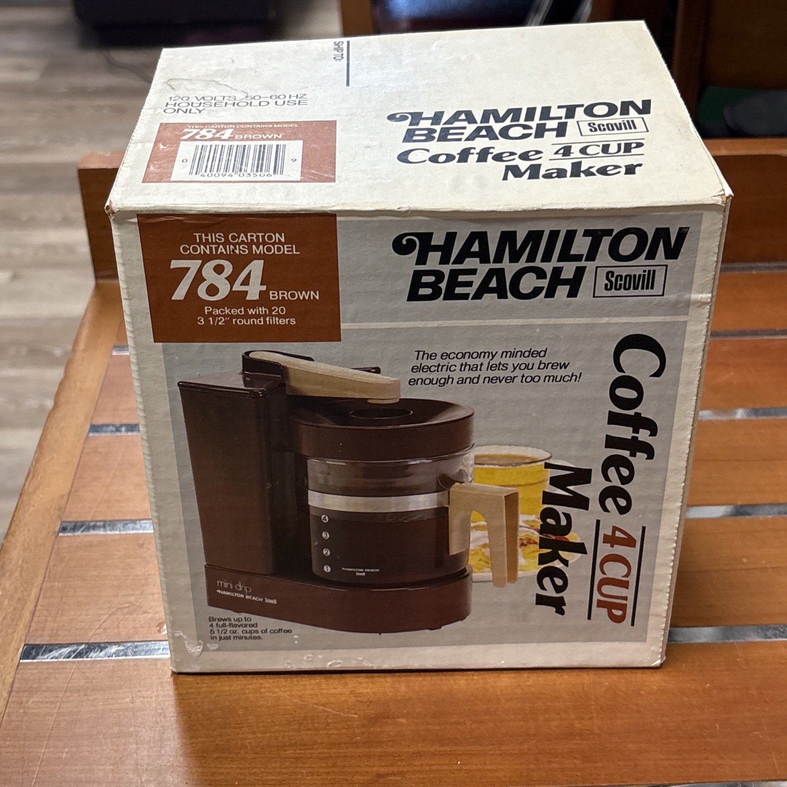 Vtg Mini-Drip Coffee Maker Hamilton Beach Scovill Model 784 Brown 4 Cup Sealed
