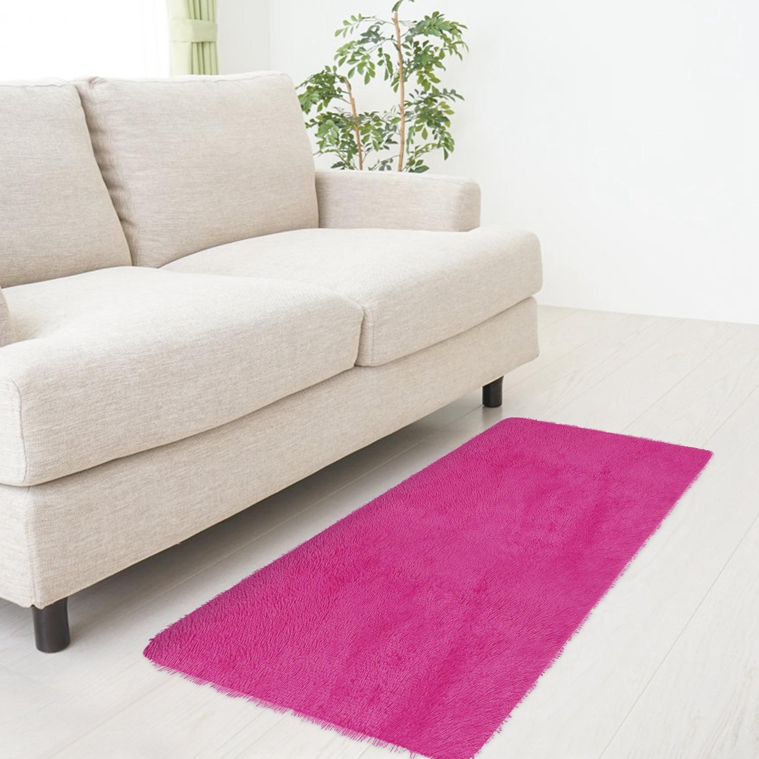 Fluffy Bedroom Rug 4’ x 2.6’ Anti-Skid Shaggy Area Rug Decorative Floor Carpet