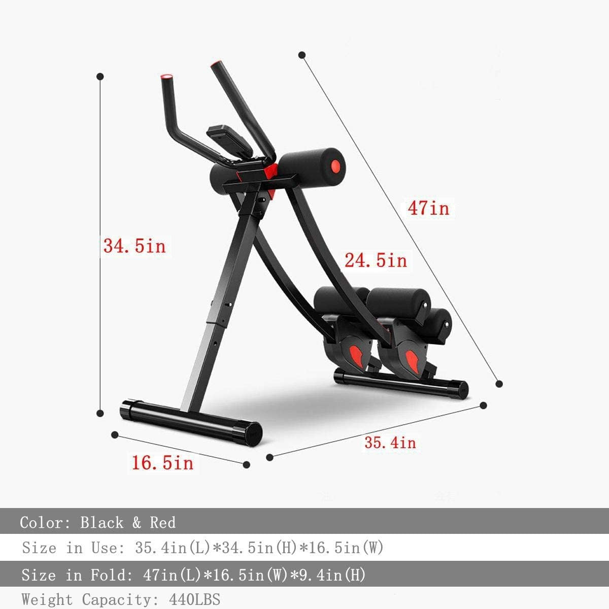 Ab Machine, Ab Workout Equipment for Home Gym, Height Adjustable Ab Trainer, Fol