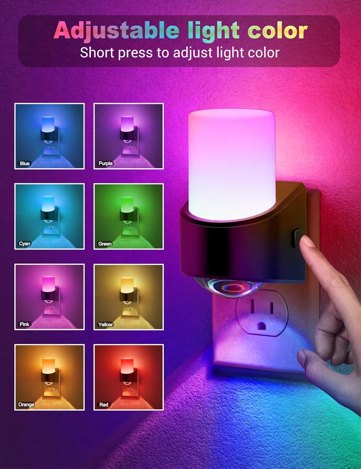 JandCase LED Night Lights Plug into Wall, Color Changing Multicolor