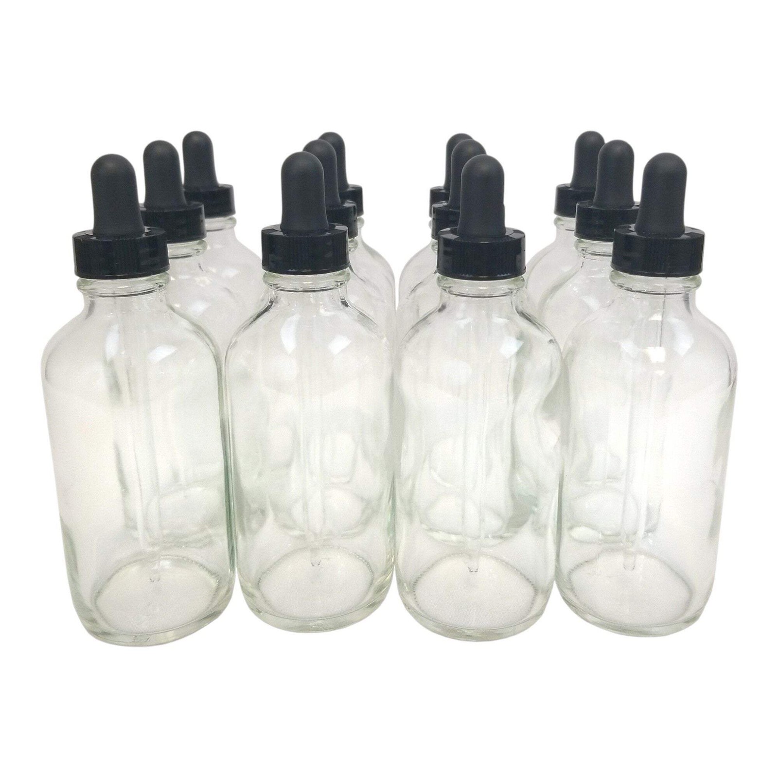 Bottle, Flint Glass, Clear, 8oz, with Cap, Pack of 12