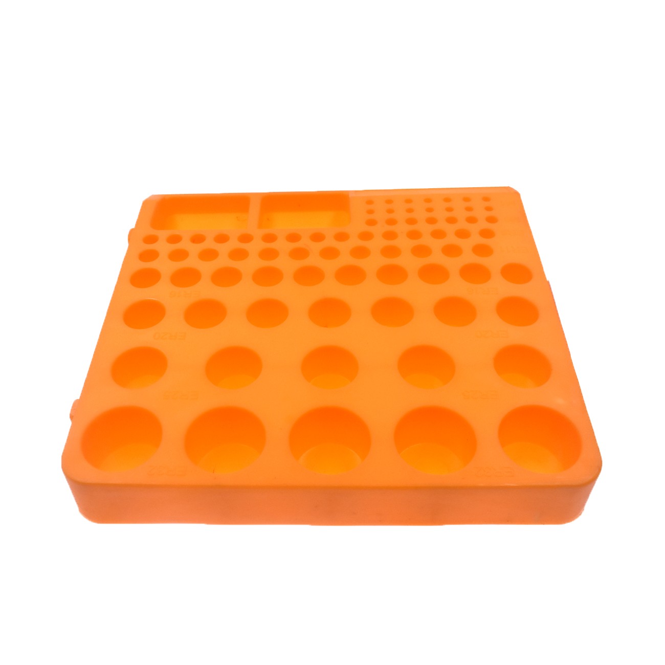 218 x 218 x 3mm Yellow 80-Holes Collet Storage Box For Drill Bit Collet