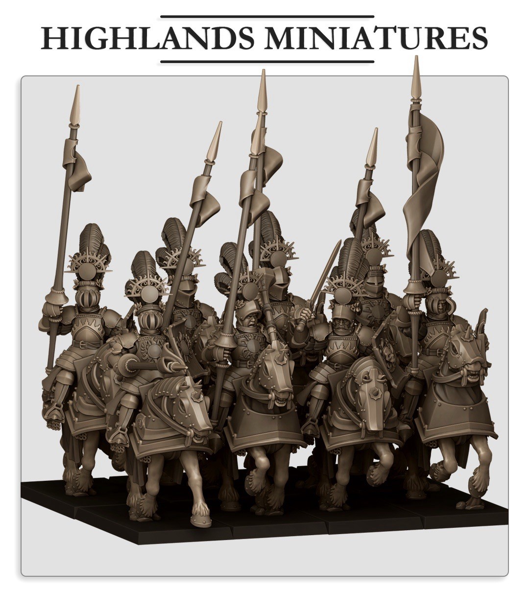 8 Sunland Golden Flames Knights, Highlands Miniatures, Empire Of Sunland