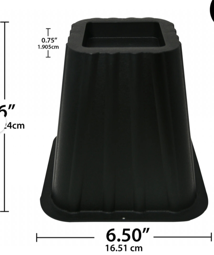 4 Pack, Black Bed Risers, Raise Your Bed to Create Storage Space,NEW