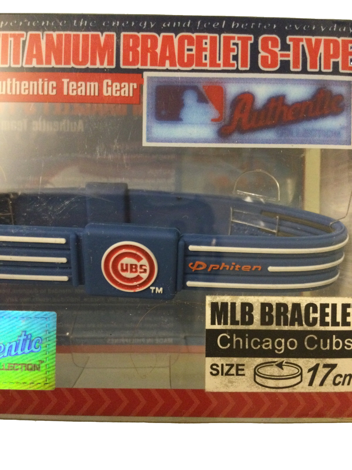 Chicago Cubs Phiten - Titanium Bracelet - Wristband S-Type - 6 3/4 inch