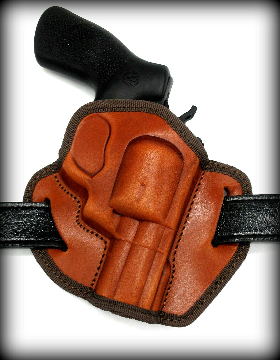 Cebeci Brown Leather Right Hand OWB Open Top Belt Holster for S&W 296 .44, 2.5"