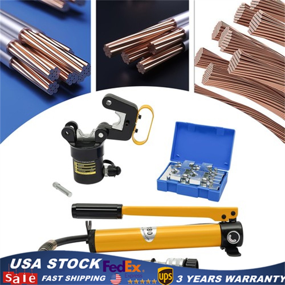 20 Ton Hydraulic Wire Crimper Crimping Tool Cable Line Lug Terminal Pliers+Pump