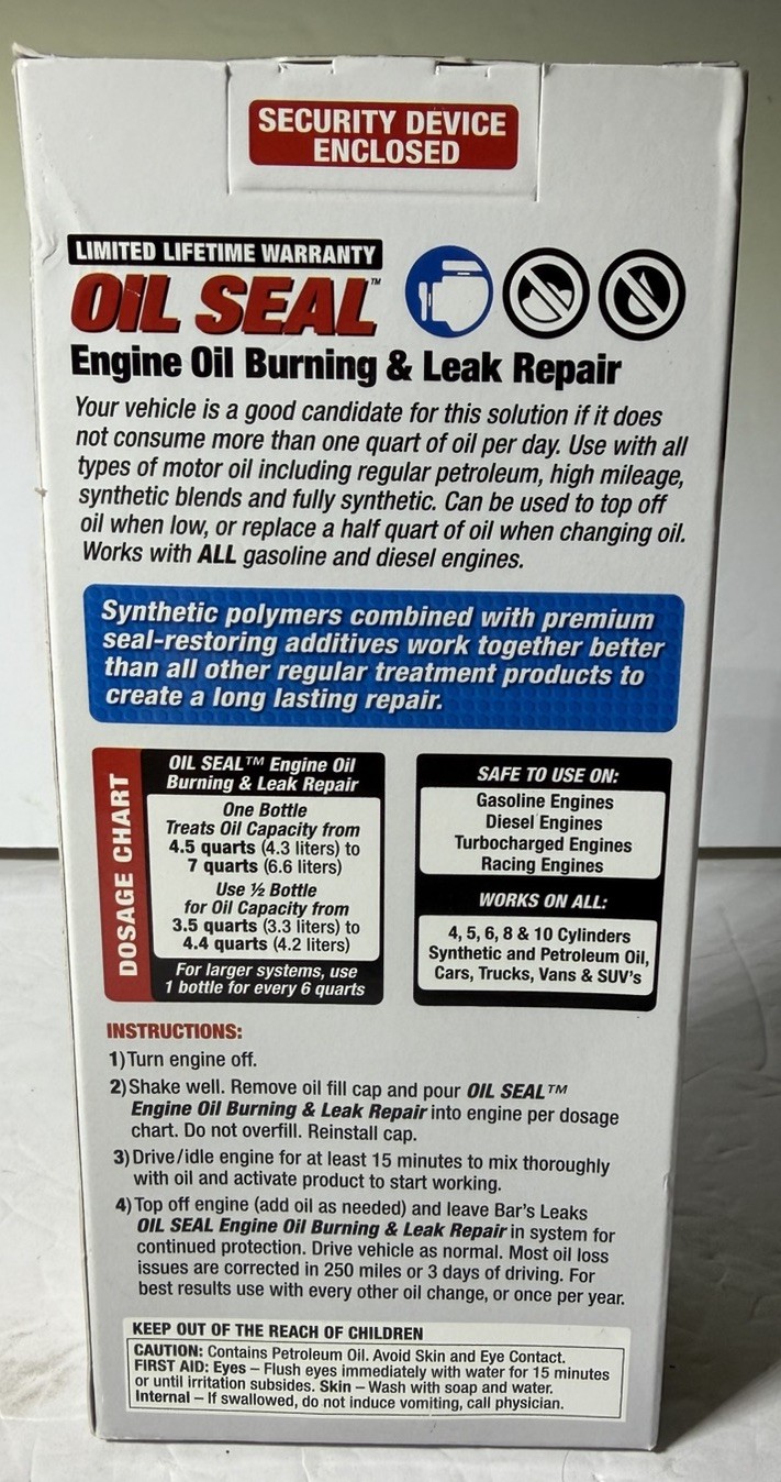 Bar's Leaks OS-1 Oil Seal Engine Oil Burning & Leak Repair - 16.9 oz.