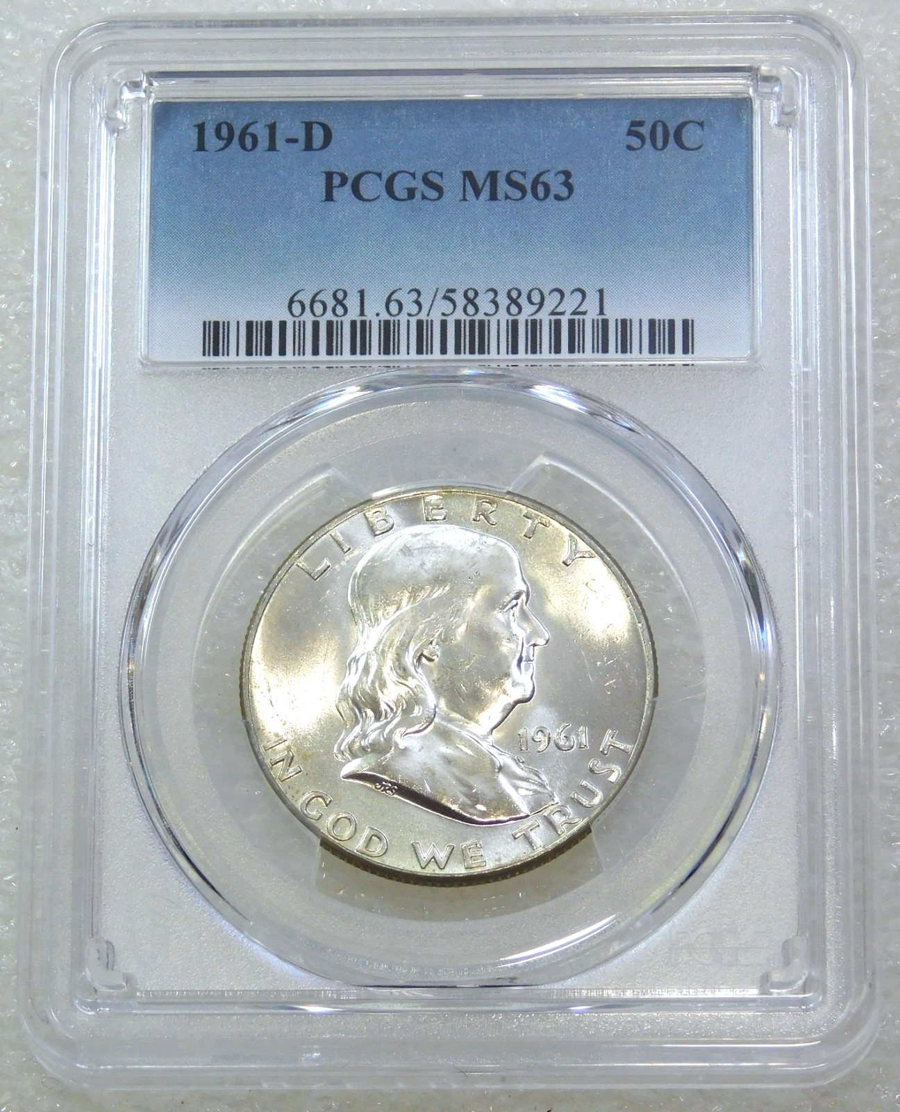 1961 D Franklin Half Dollar PCGS MS63 95% FBL Frosty PQ Just Graded #Q379H