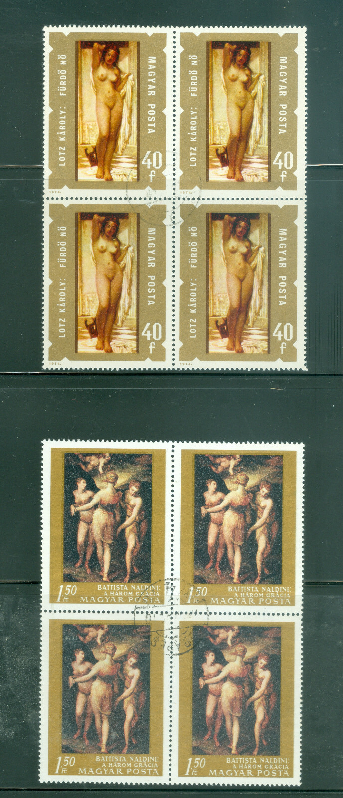 Humgary #2298,2301 used Blocks(4) paintings