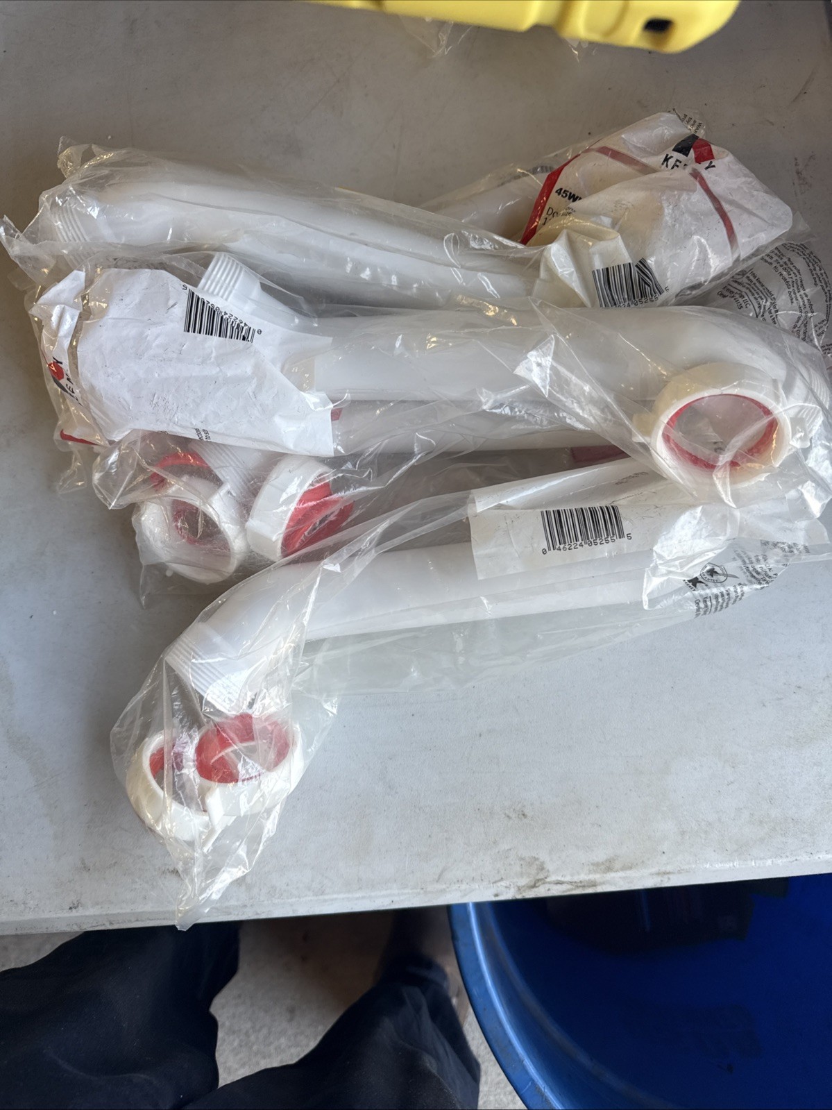 5x 12" Double Ended Off Set Tube, 1 1/2", Keeney, waste line, 45WK, white