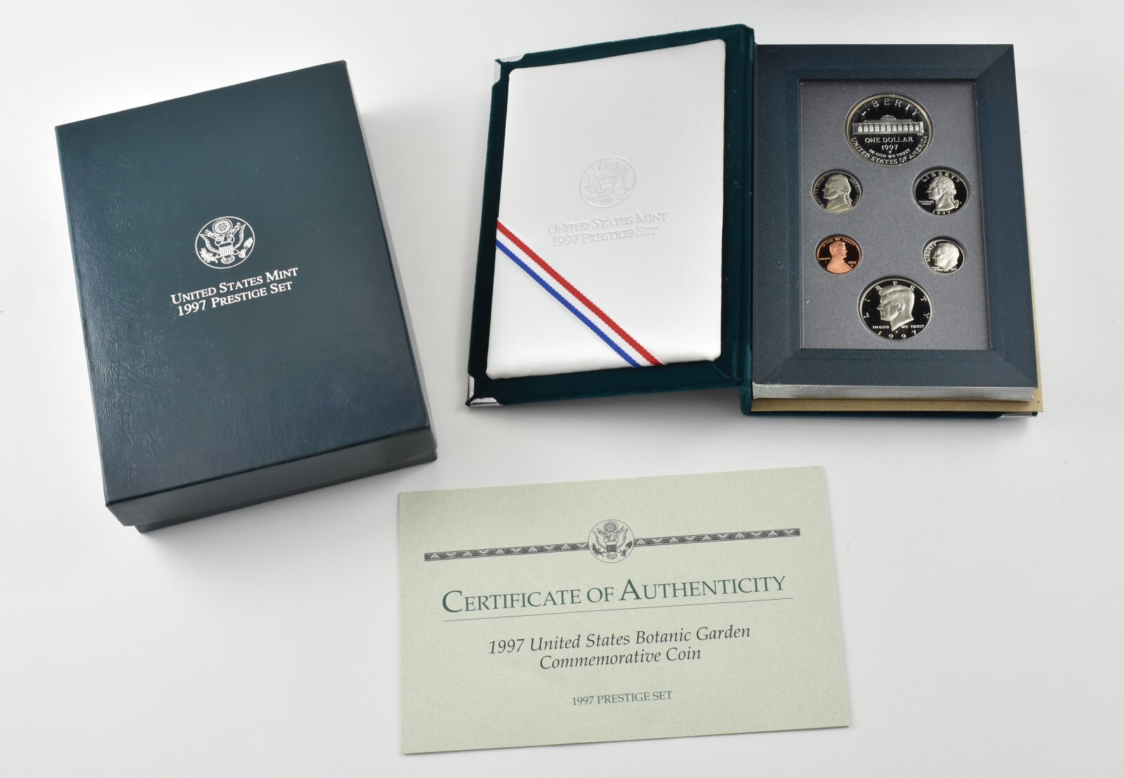 1997 US Mint Prestige Set Botanic Garden Commemorative Coins w/ Box + CoA