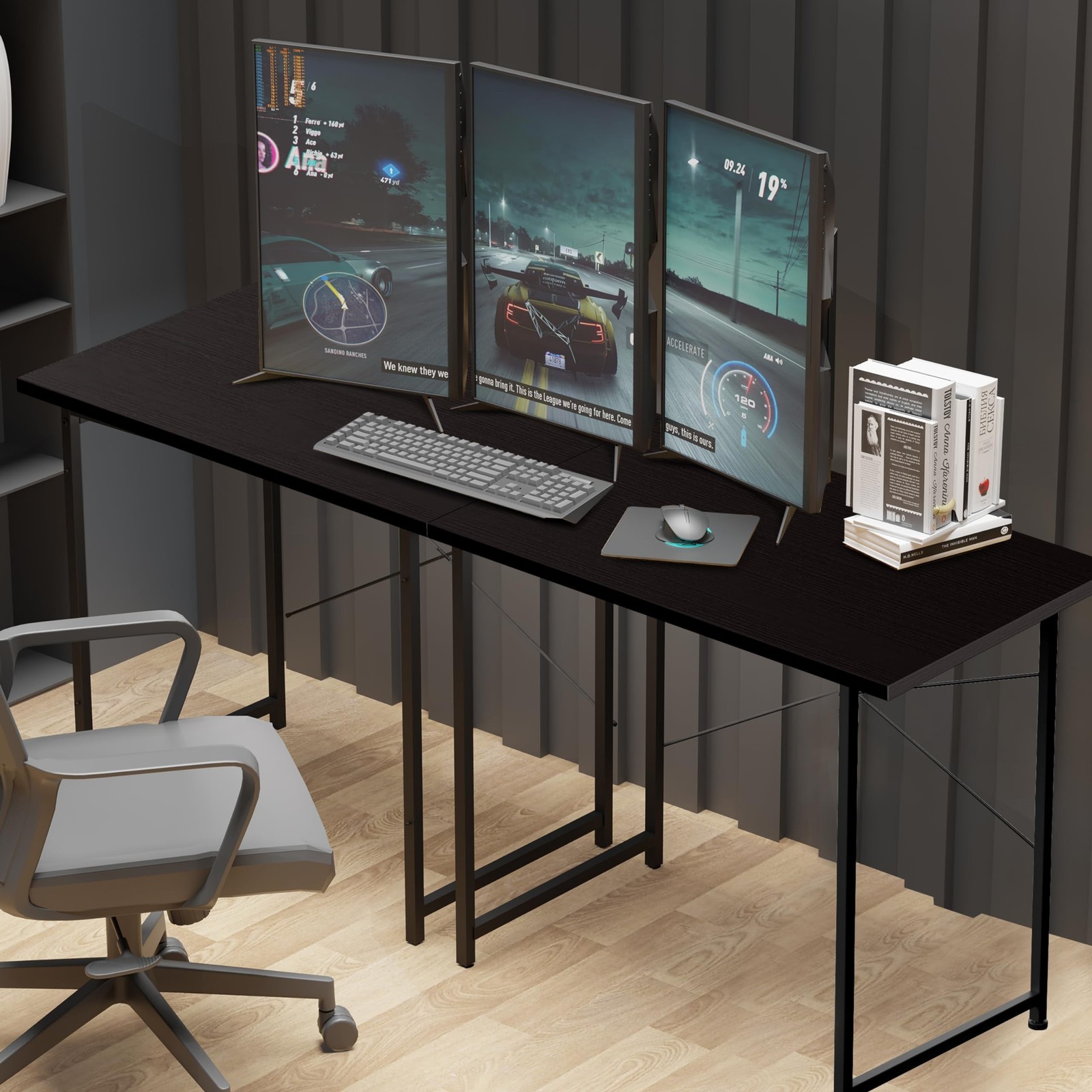YSSOA Computer Desk Home Office Work Study Writing Modern Simple Table with H...