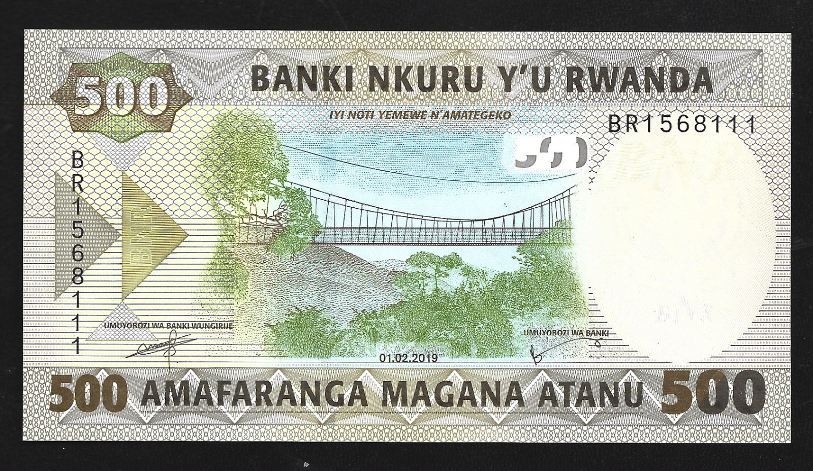World Paper Money - Rwanda 500 Francs 2019 @ Crisp UNC