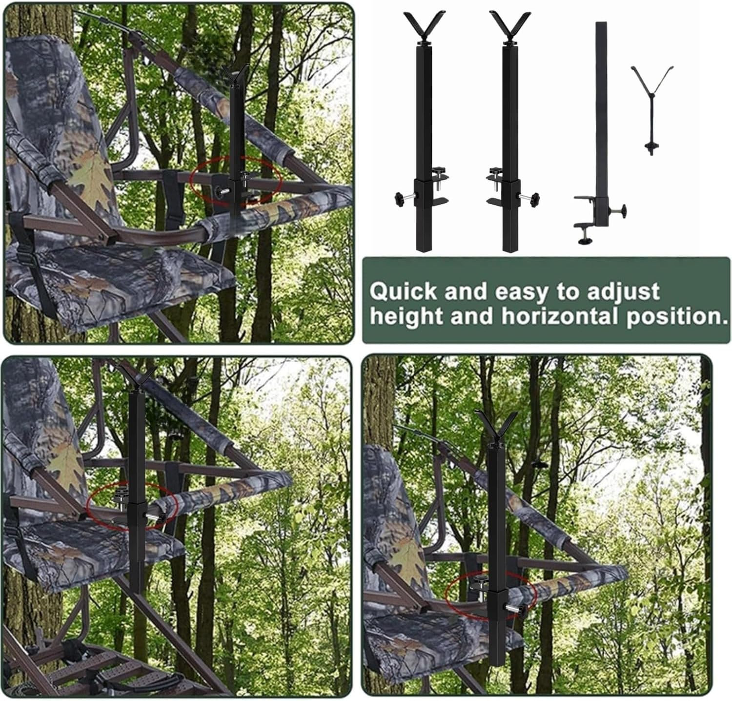 Adjustable Tree Stand Stabilizer with Y-Shaped Support Sticks - Portable Metal B