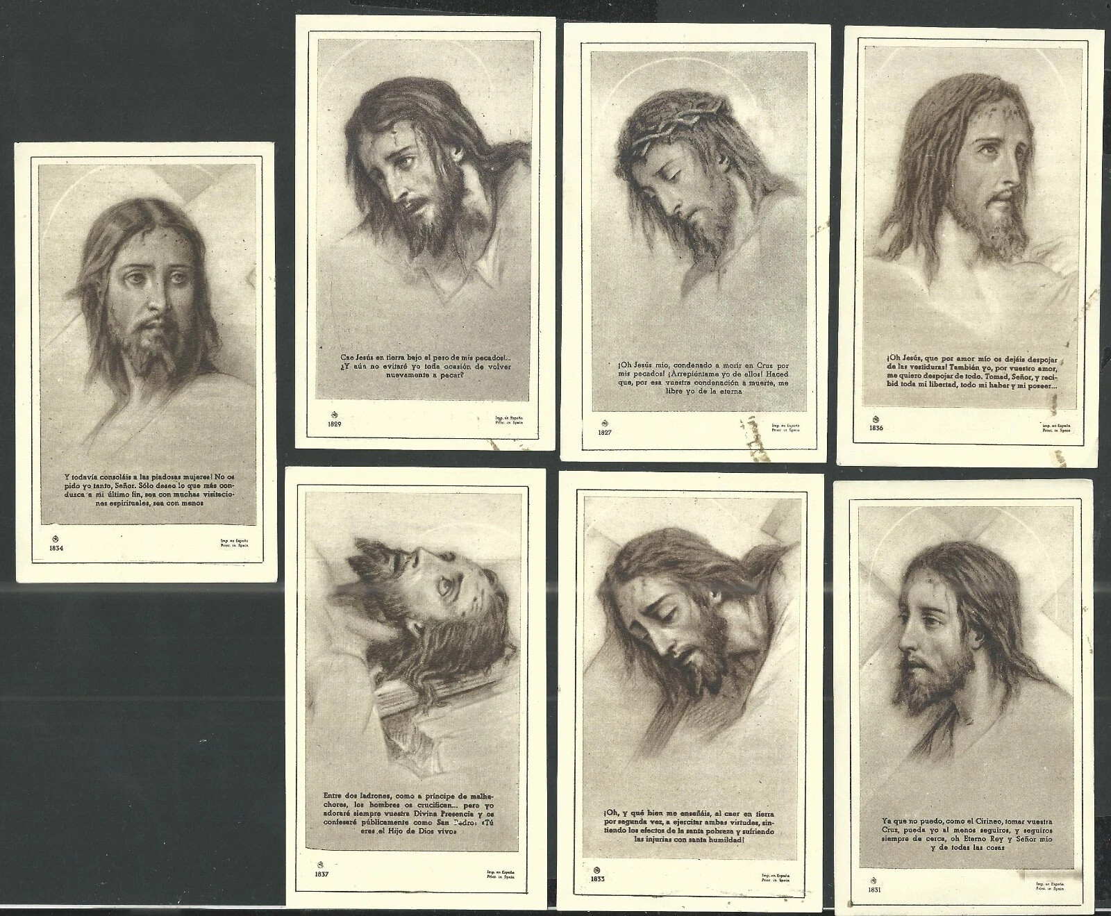 7 holy cards antiques de Jesus santino image pieuses estampa