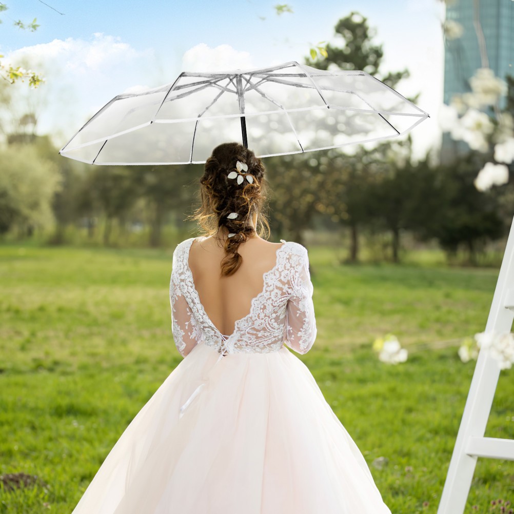 Durable Transparent Folding Umbrella Auto Open Close for Outdoor Rain