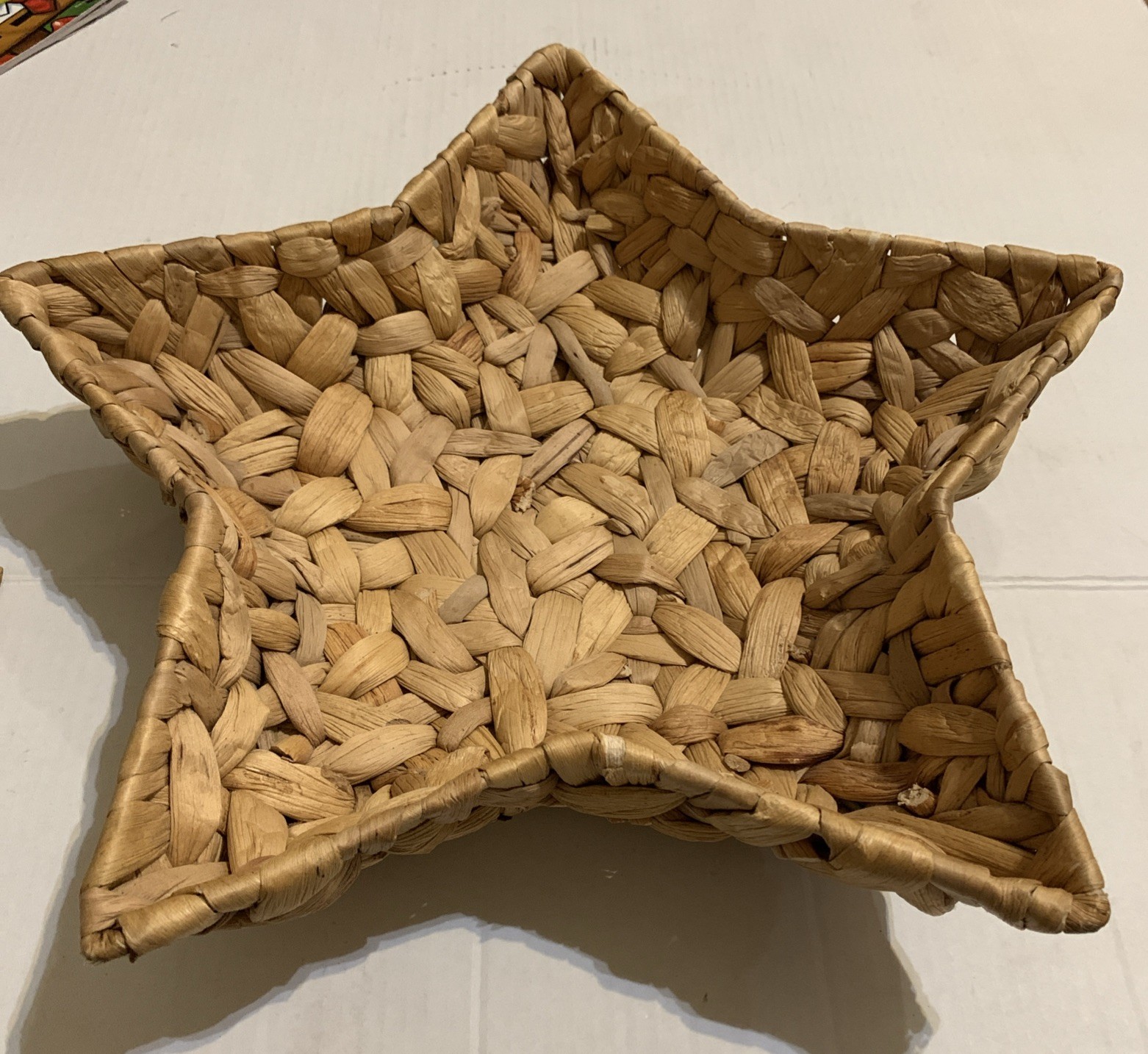 Star Shape Natural Woven Basket 17" wide 3.5" deep Nautical Farmhouse