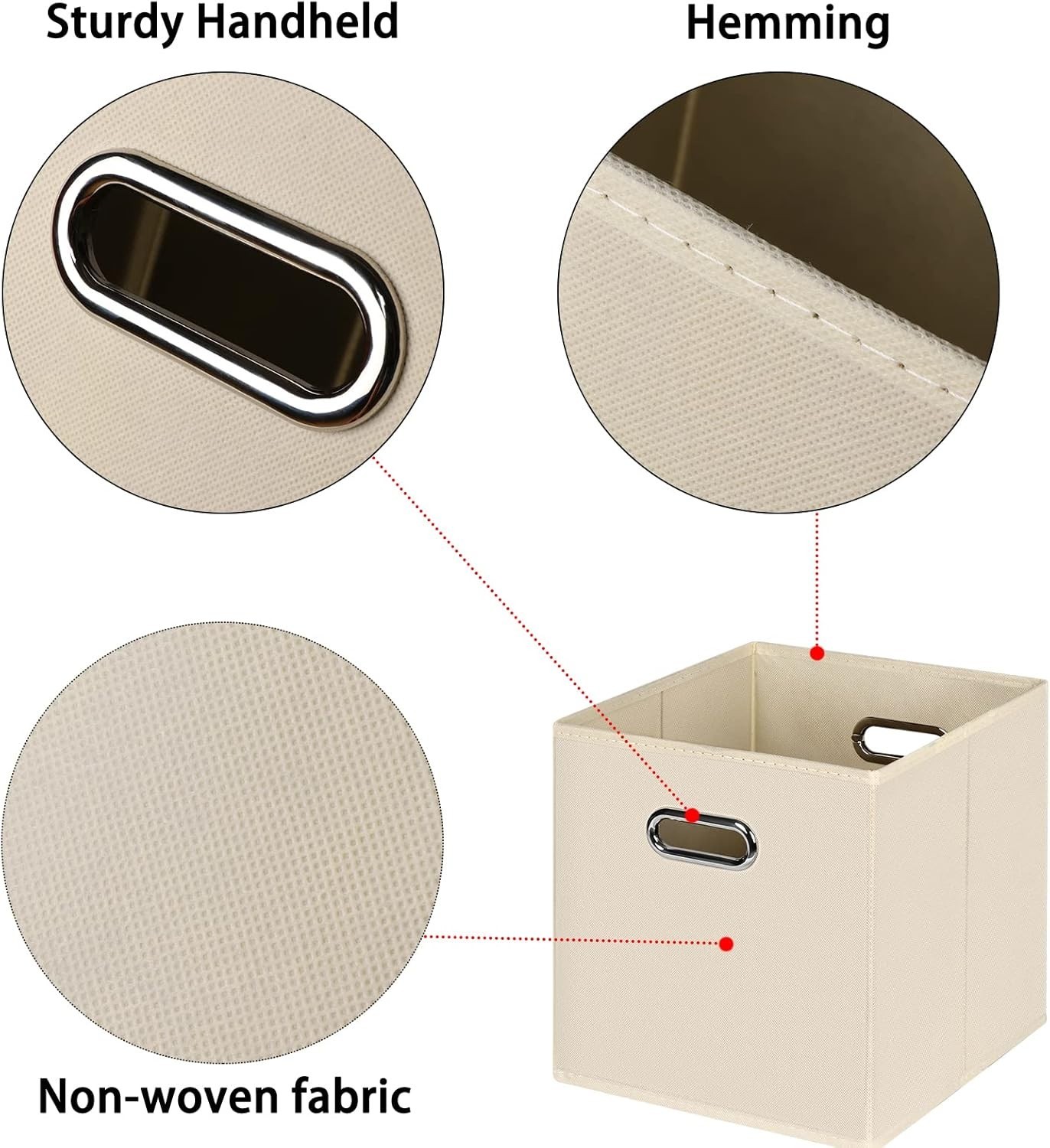 Elegant Foldable Storage Cubes - Creamy-White Fabric Organizer Baskets (11")