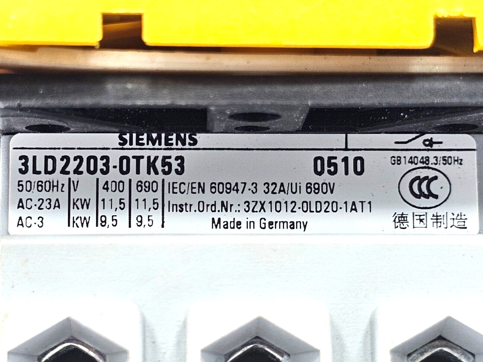 SIEMENS 3LD2203-0TK53 LOAD BREAK SWITCHES