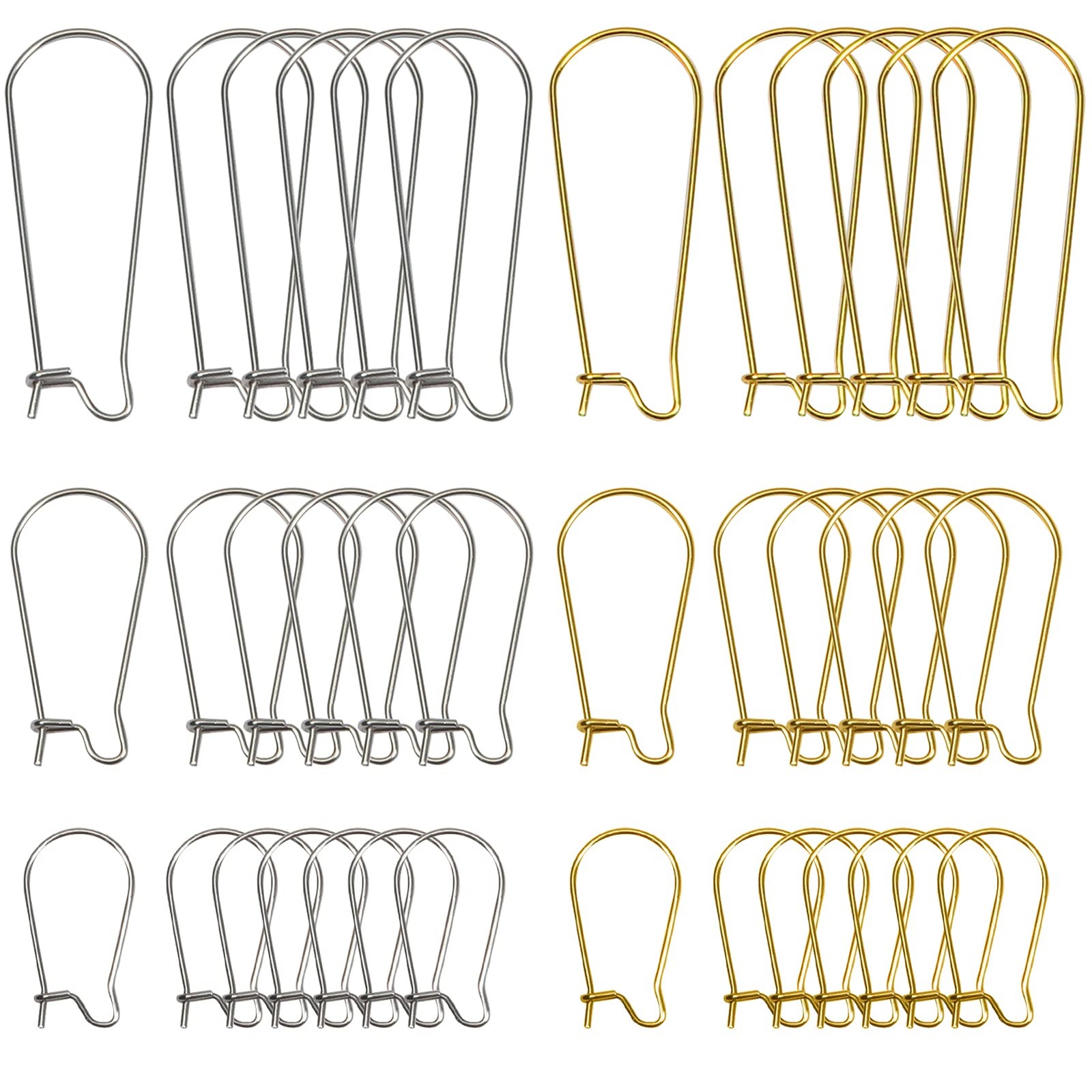 TOAOB 120pcs Earring Hooks Stainless Steel Kidney Ear Wires Gold/Silver