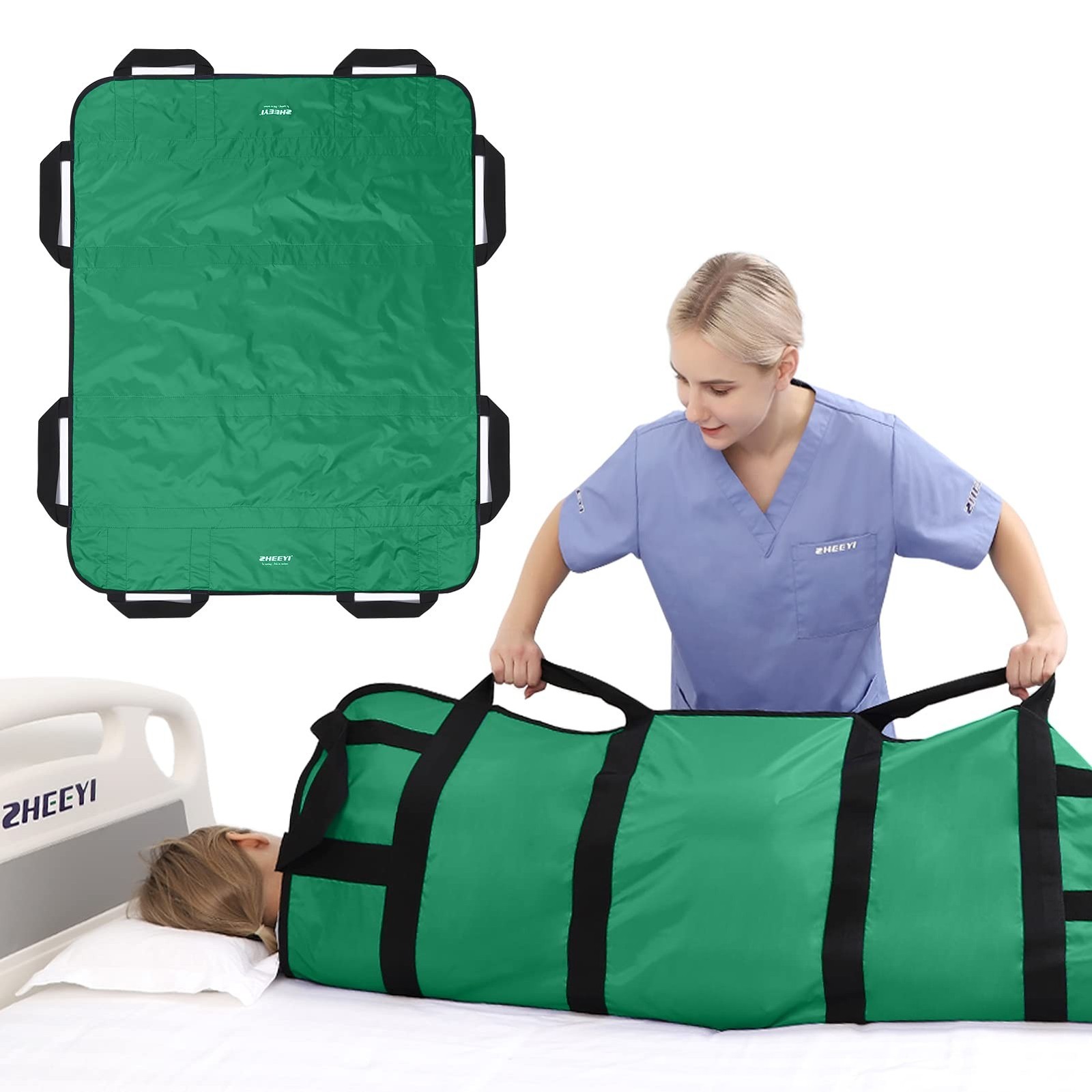 Multipurpose 48" x 40" Positioning Bed Pad with Reinforced Handles - Reusable...