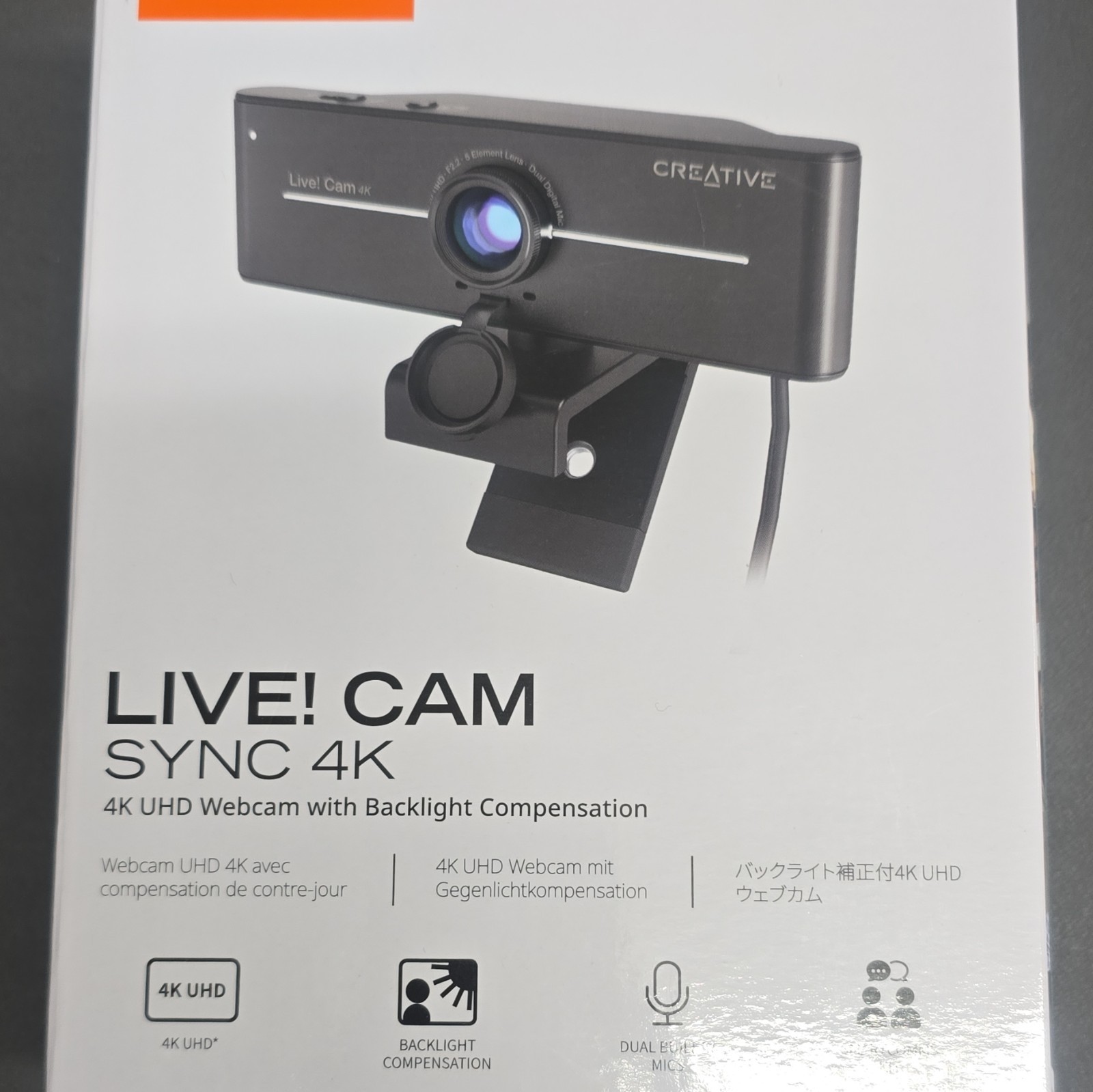 Creative Live! Cam Sync 4K UHD USB Webcam w/ Built-In Mic, Plug-and-Play Black