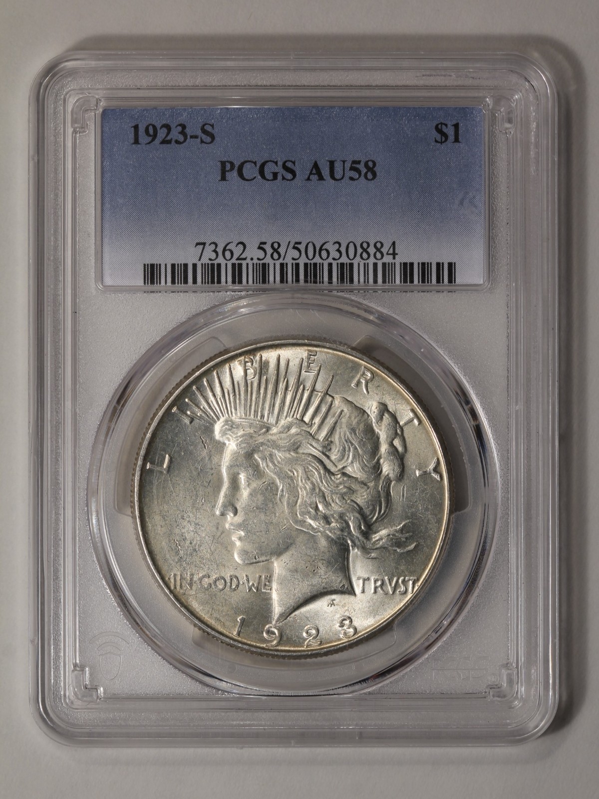 1923-S Peace Dollar PCGS AU-58