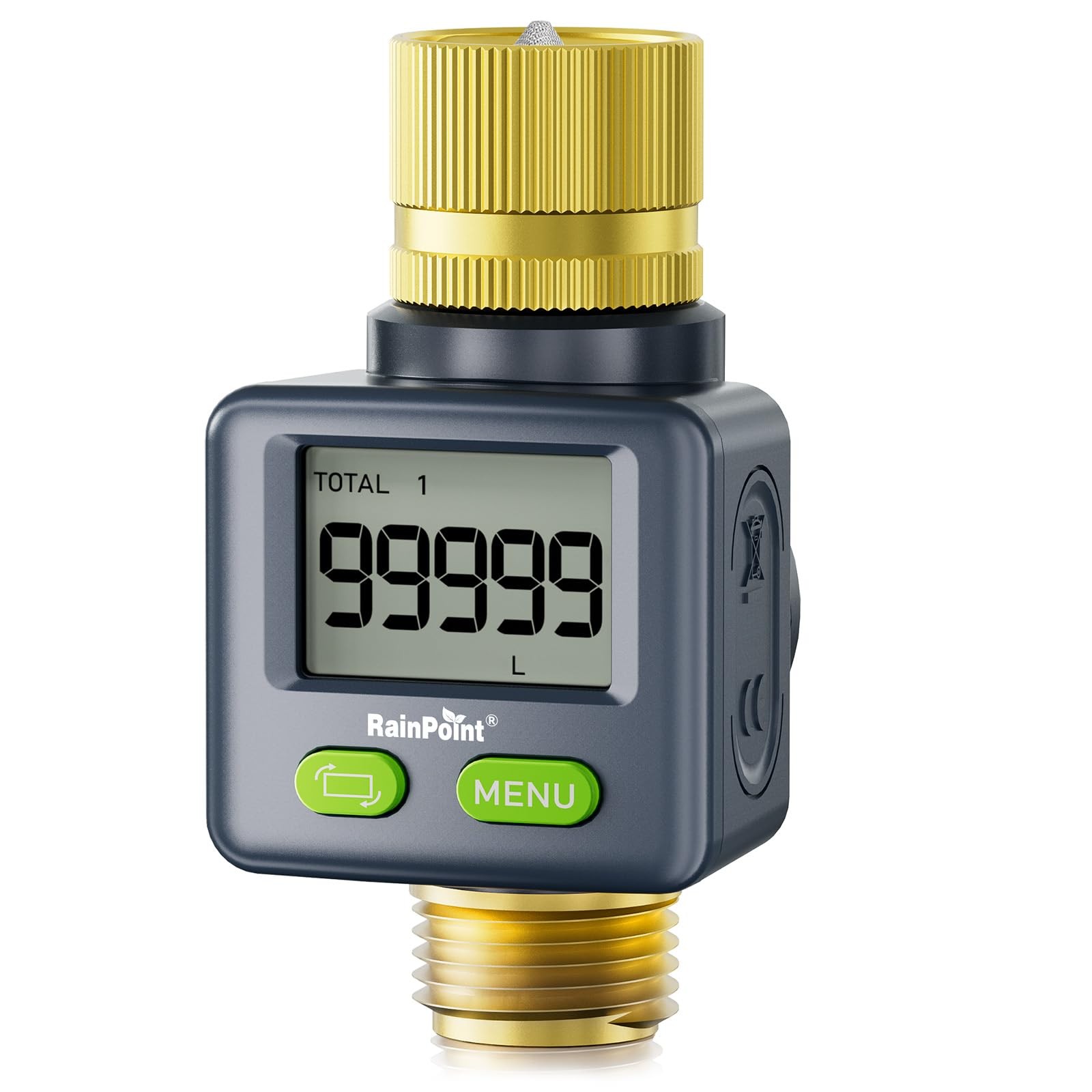 Water Flow Meter with Brass Inlet Outlet for RV Filling Garden Watering