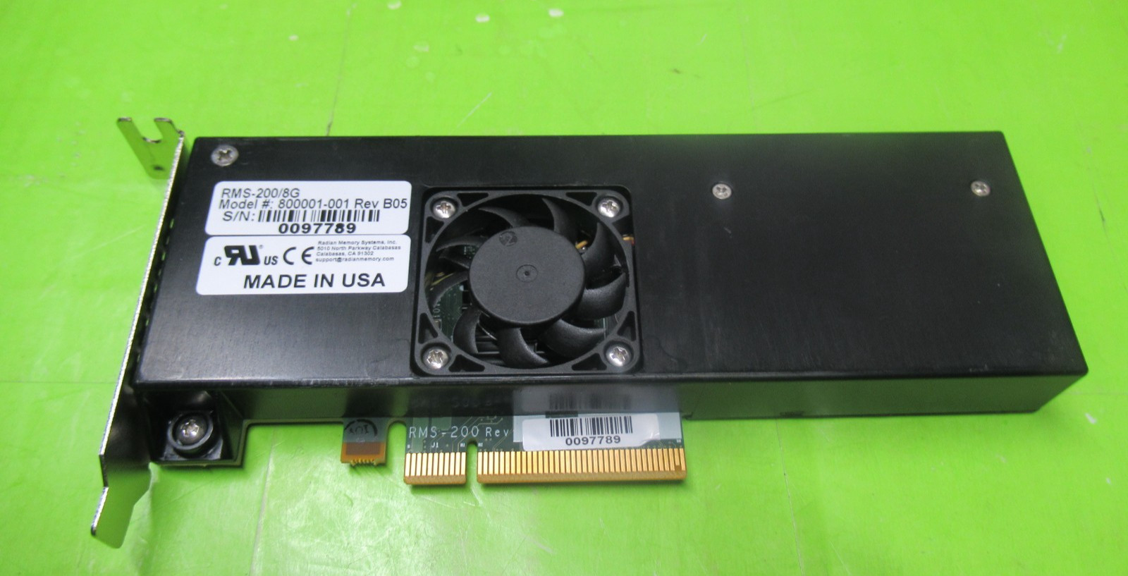 Radian 800001-001 RMS-200/8G 8GB PCI-e NVRAM Accelerator Edge Card Low Profile