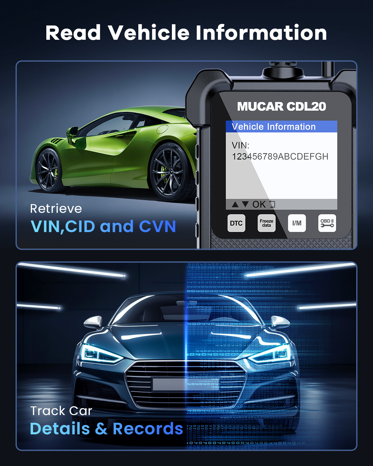MUCAR Auto OBD Code Reader OBD2 Scanner Car Check Engine Fault Diagnostic Tool