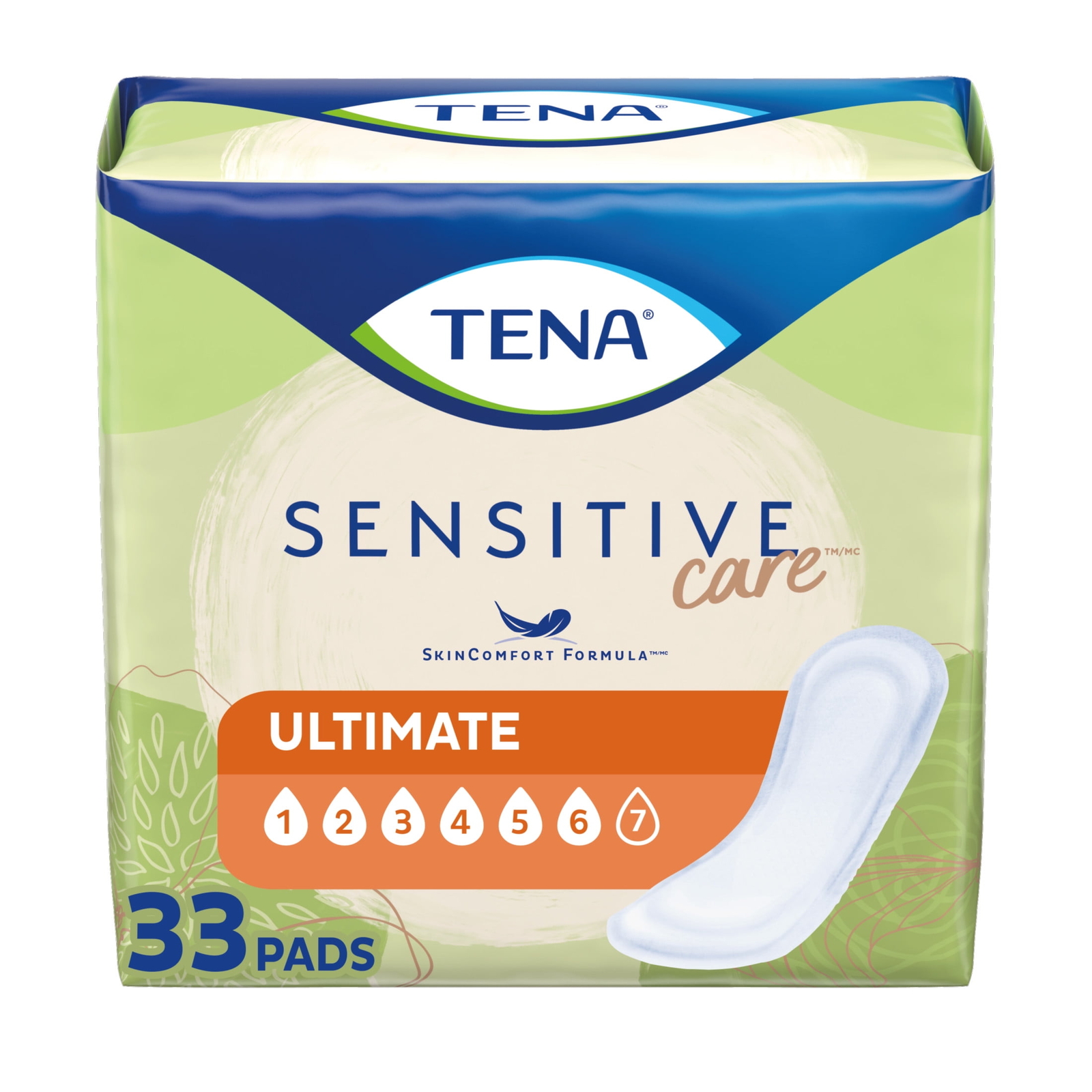 Tena Sensitive Care Ultimate Absorbency Incontinence Pads for Women, 33 Count