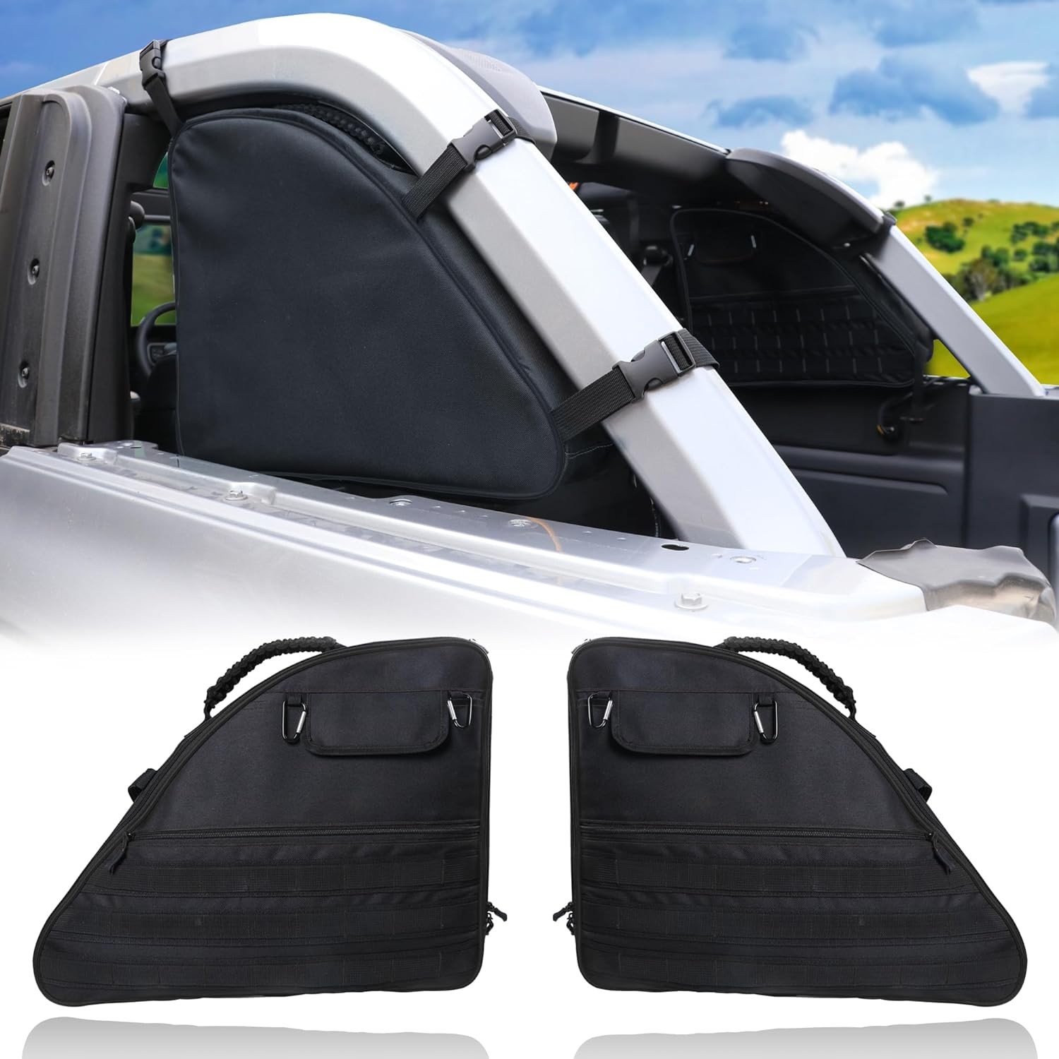 Roll Bar Storage Bag for 2021 2022 2023 2024 2025 Ford Bronco With Black Edge