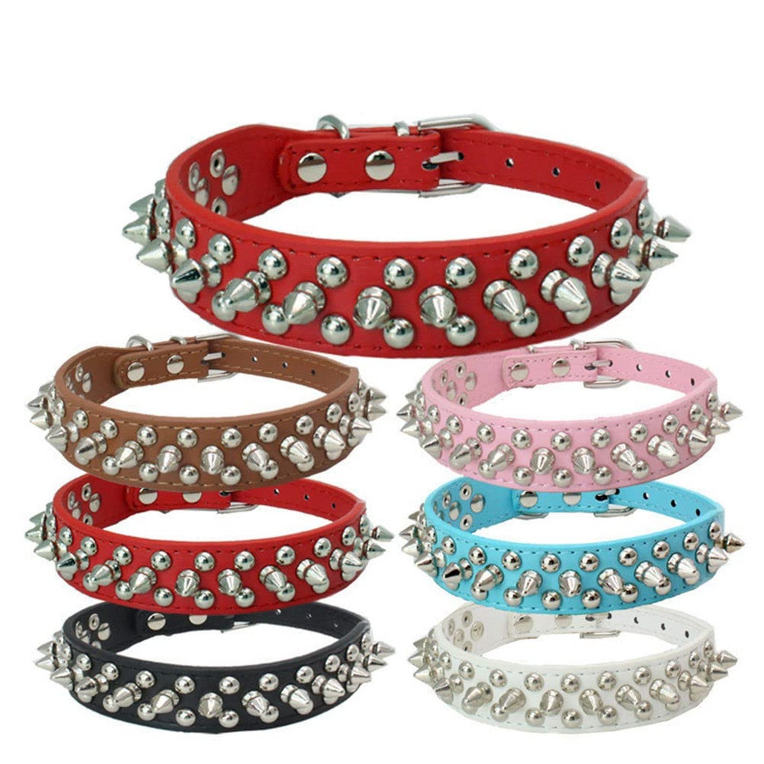 Spiked Dog Collar, Mushrooms Rivet Spike Anti-Bite Studded Protective Pet Nec...