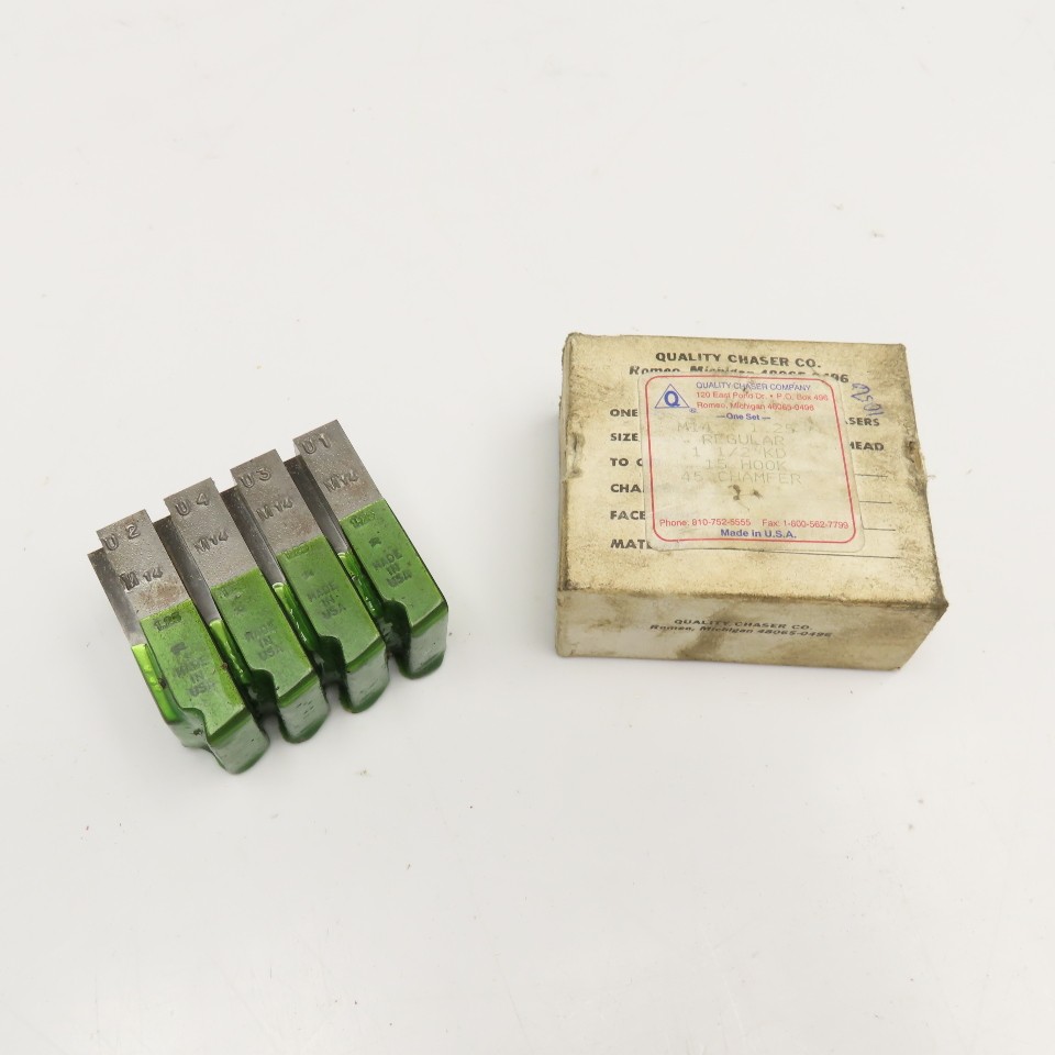 Quality Chaser Company M14 x 1.25 Reg. 1-1/2KD 15 Hook Thread Chaser 45° Set/4
