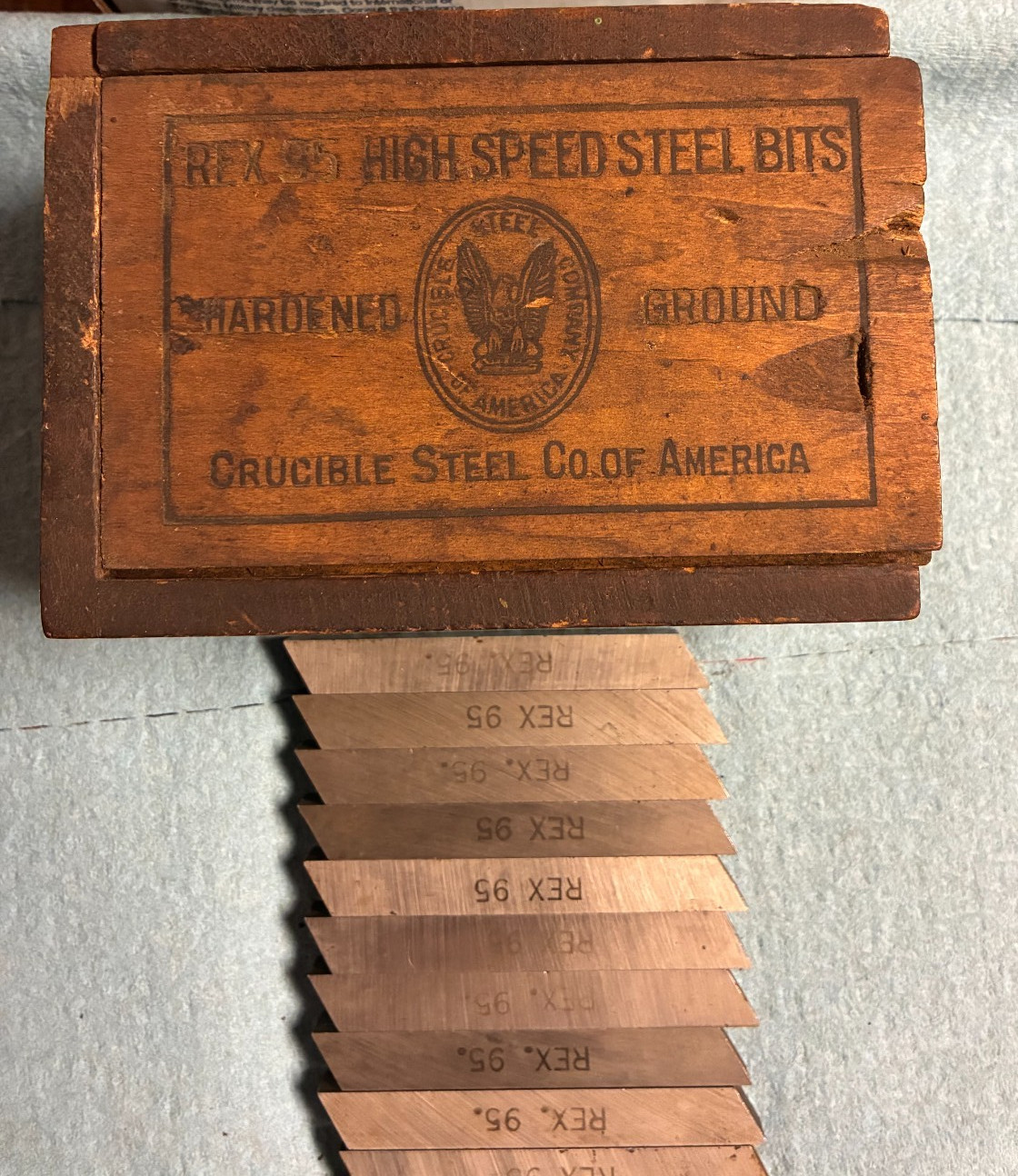 11  REX 95 3 1/2 LONG  7/16 CRUCIBLE LATHE   BITS WITH ORIGINAL WOOD BOX