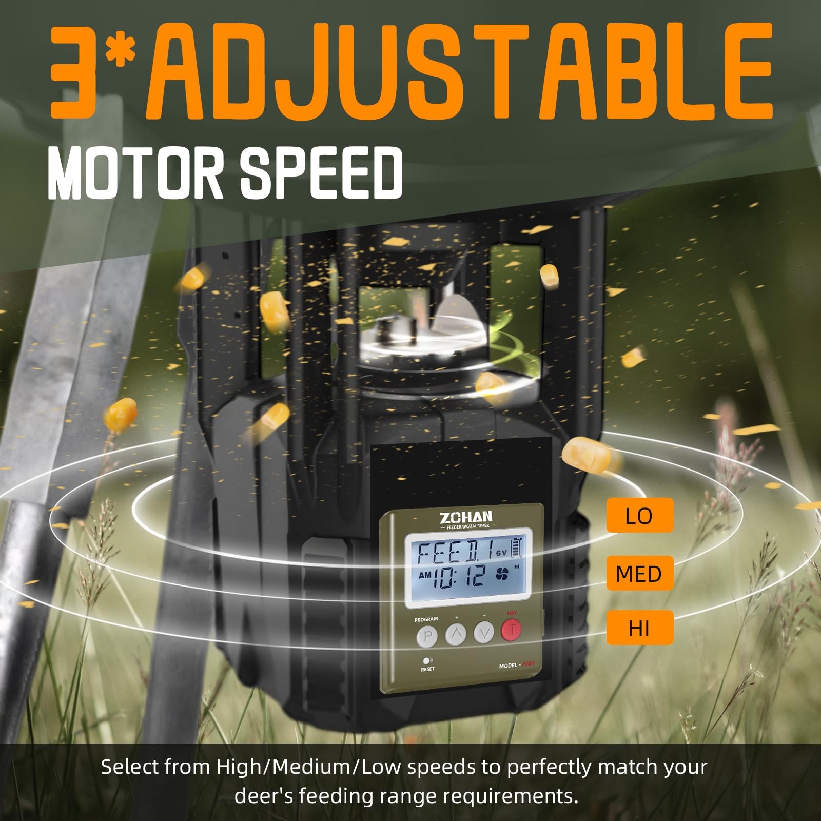 ZOHAN FT01 Deer Feeder Timer - Universal 6V/12V 24h Automatic AMY GREEN