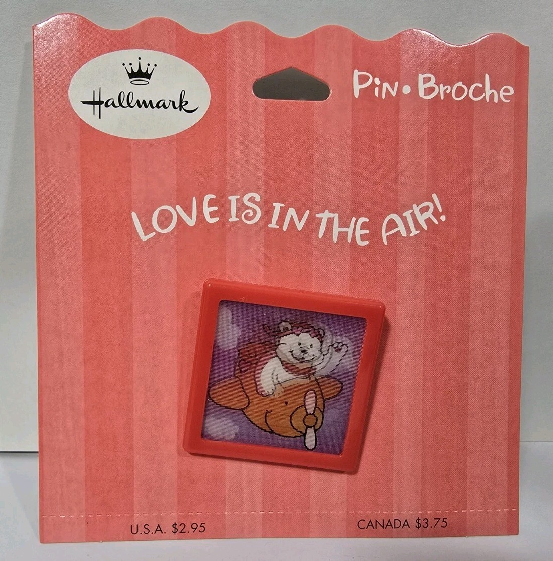Hallmark Love Is In The Air Valentine's Animated Bear Pinback Button Brooch