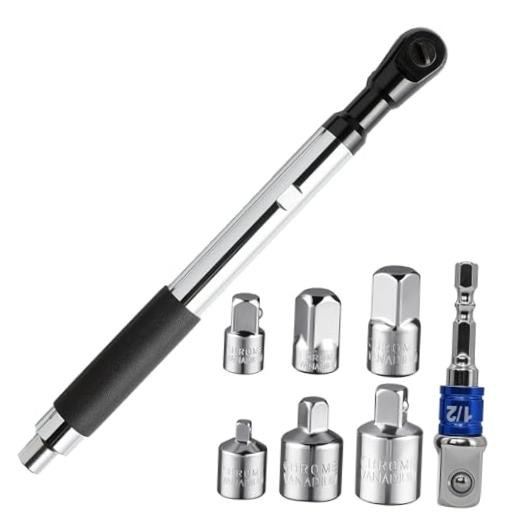 17.2" Offset Extension Wrench Set, 8-Piece Ratchet Extender with 6 Drive
