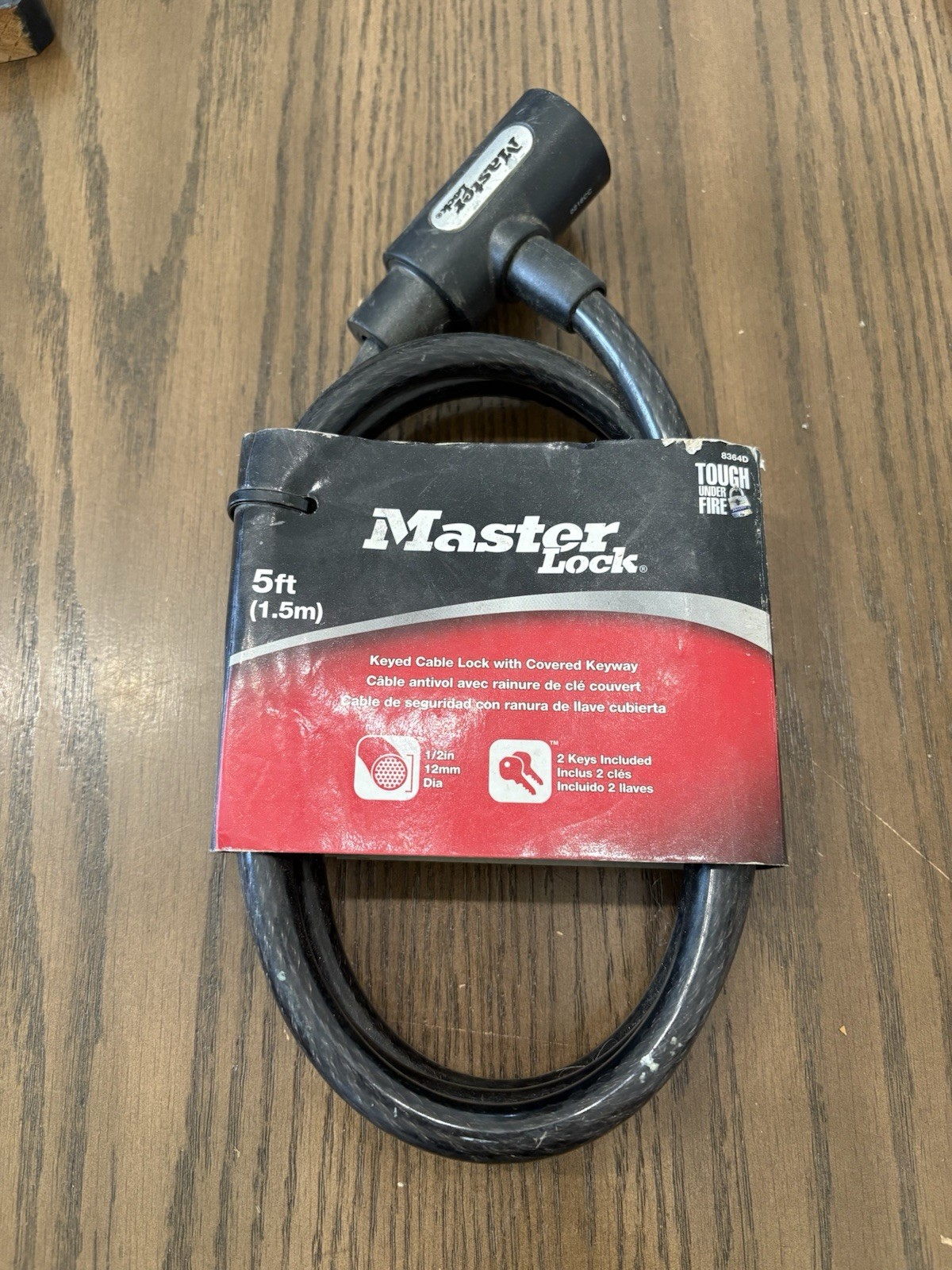 5ft. Master Lock Keyed Cable Lock with Covered Keyway -Comes with 2 Keys- #8364D