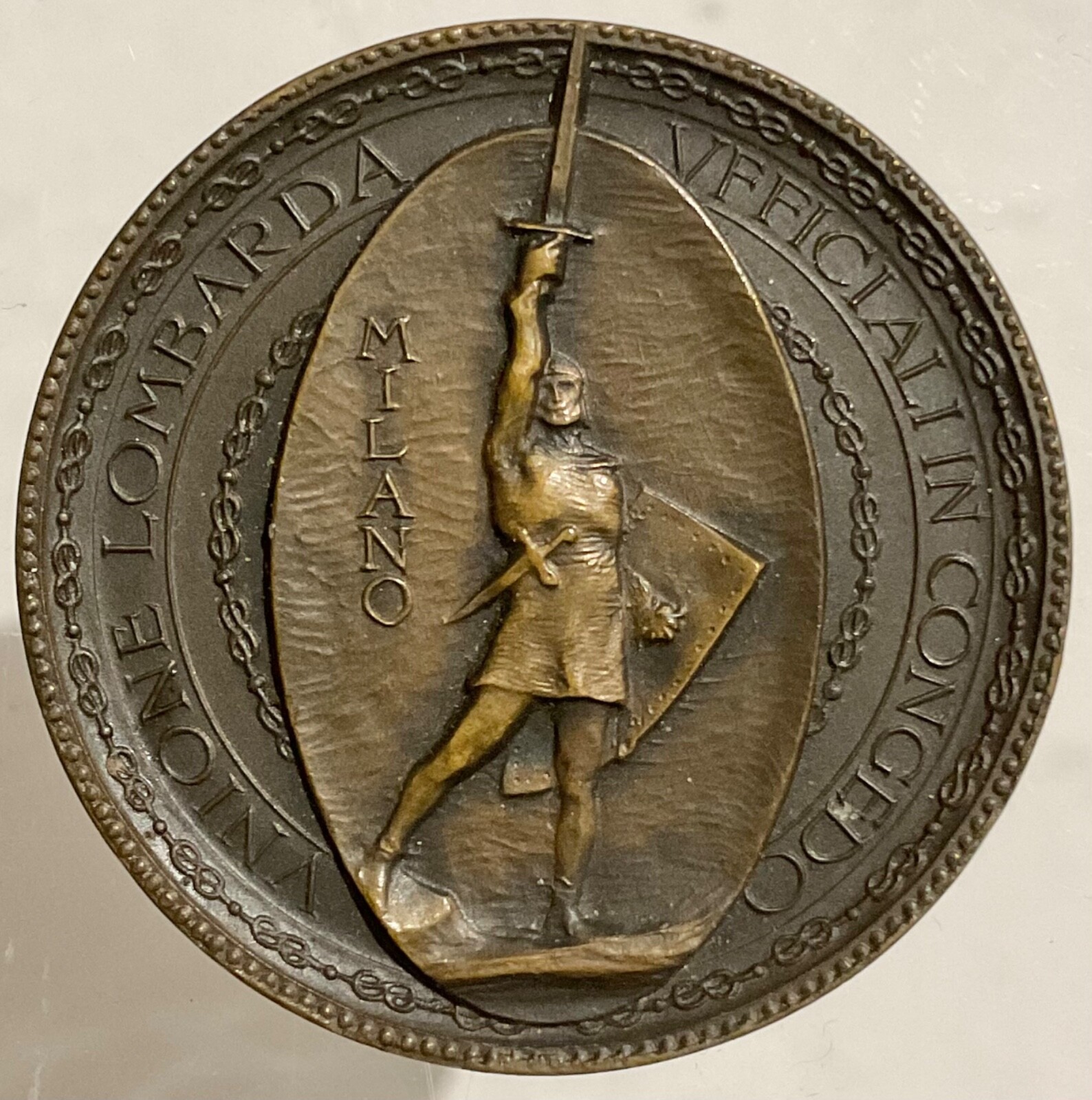 REGIO ESERCITO UNIONE LOMBARDA UFFICIALI IN CONGEDO MEDAGLIA MILANO A.VI° 1928