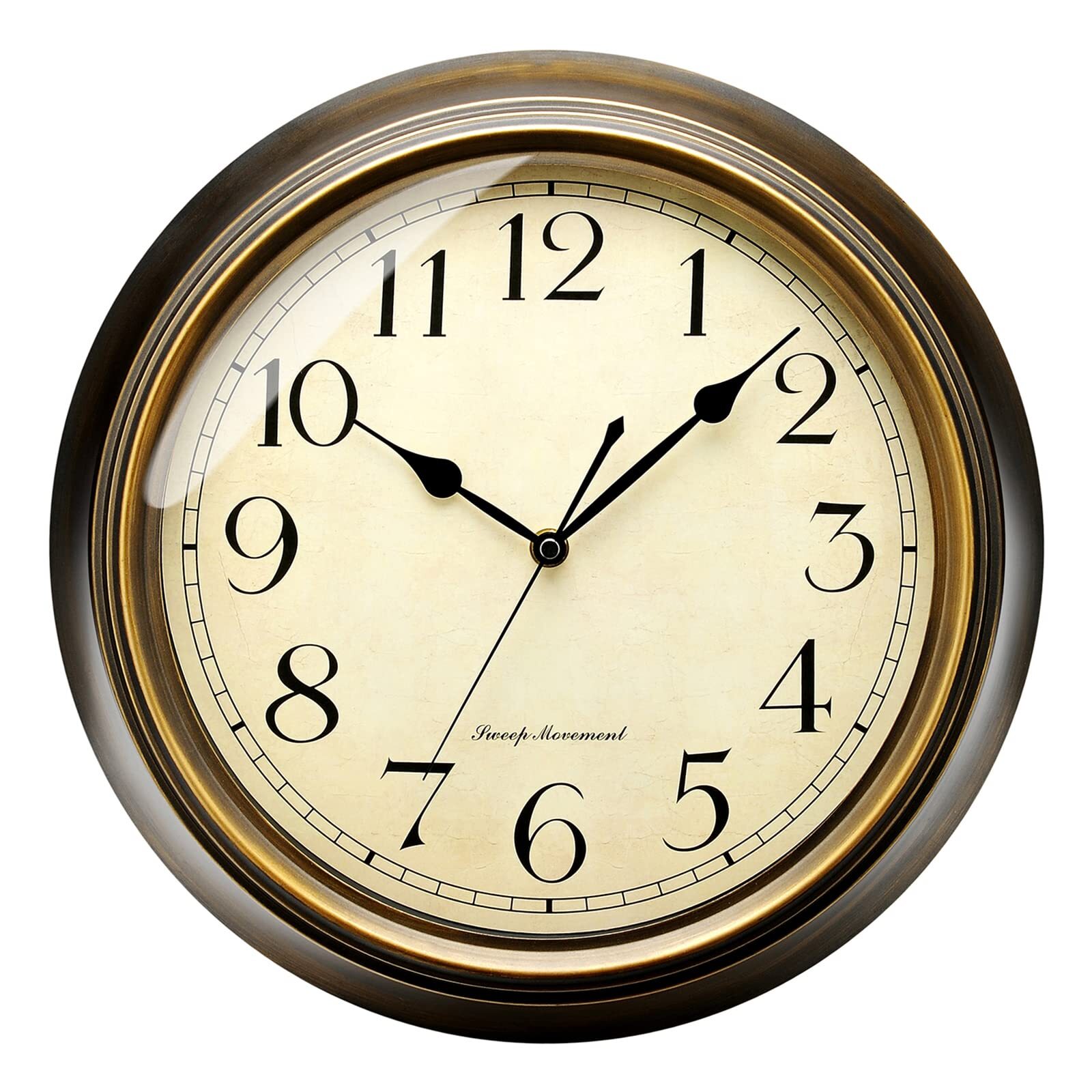 Small Retro Wall Clock, 10'' Non Ticking Classic Silent Metal Wall Clocks Dec...