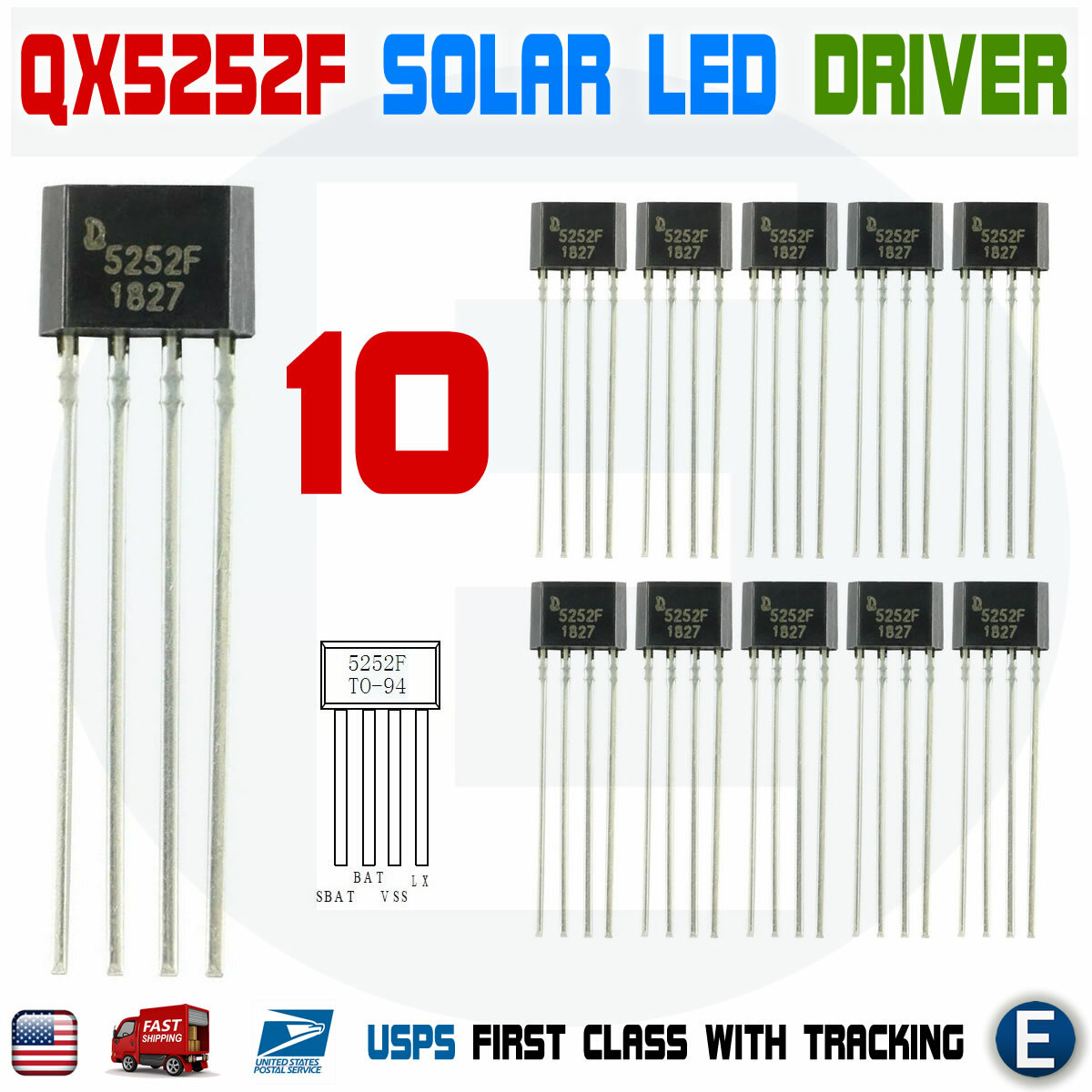 10pcs QX5252F TO-94 QX5252 TO94 5252F IC Solar LED Driver USA
