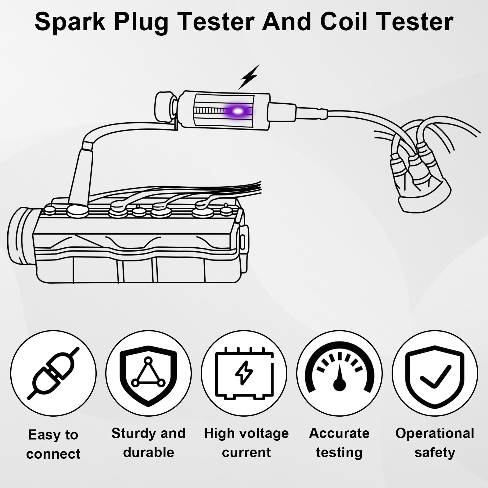 Spark Plug Tester, Spark Testers Tool, Adjustable Ignition Coil Tester