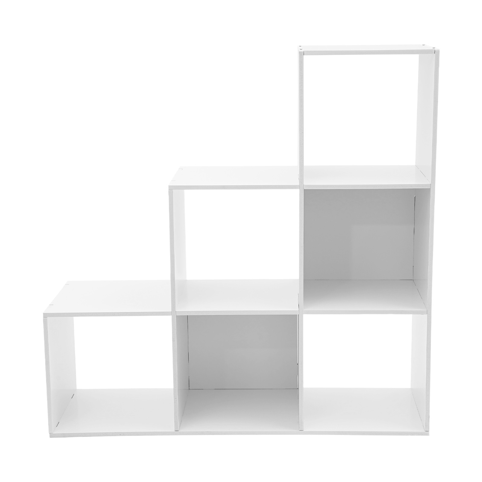 L-Shaped Storage Bookcase 6-cube Stepped Corner Shelf Book Rack for Home/Office