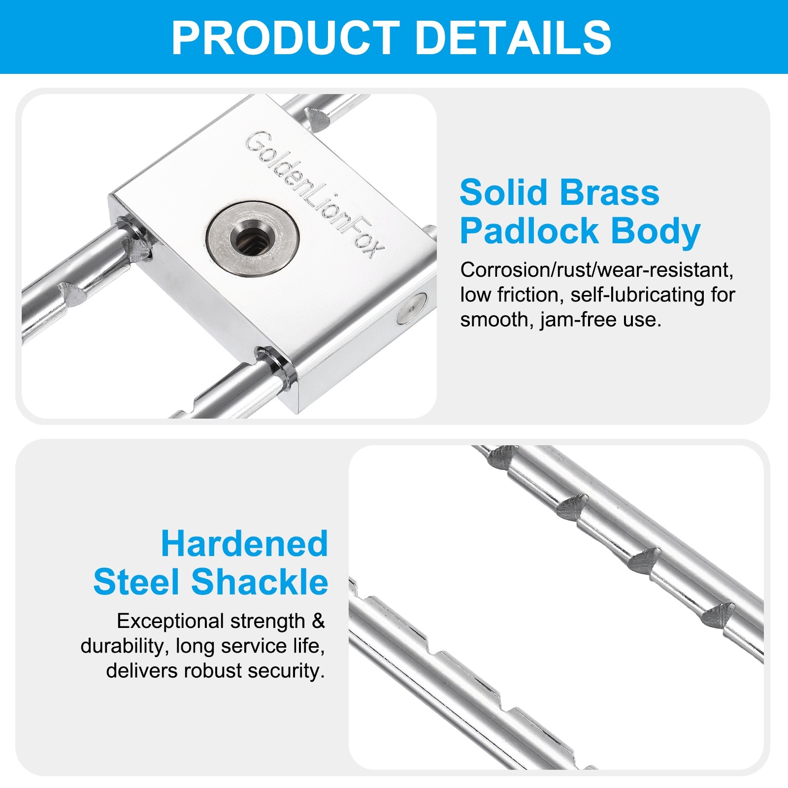 Long Shackle Padlock 8.66", Removable Adjustable U Shaped Extended Shackle Lock